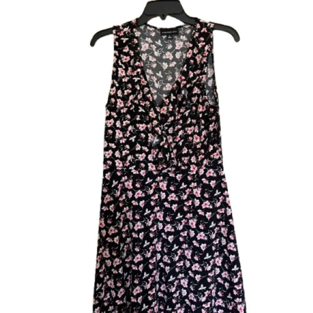 Black and Pink Sleeveless V-Neck Mini Sundress
